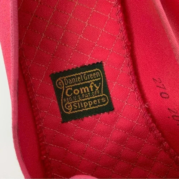 Daniel Green comfy house shoes 5 pink 60s vintage Barbiecore smoking slippers - Picture 12 of 14